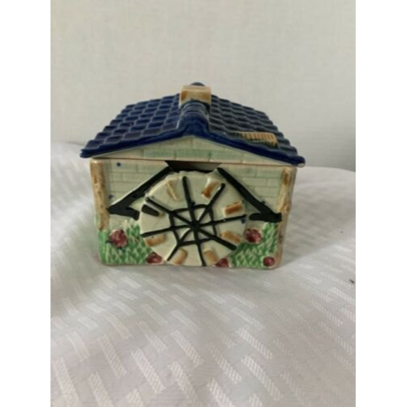 RARE Vintage Japanese ~ Green Majolica ~ Salt Box W/lid Sugar Flour pepper - Picture 10 of 12